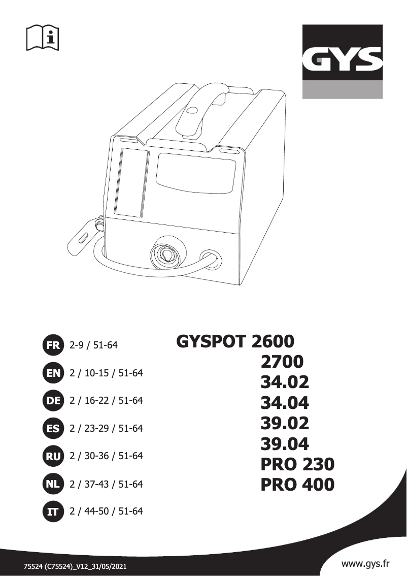 Página 1 del manual Manual de usuario GYS Gyspot PRO 400