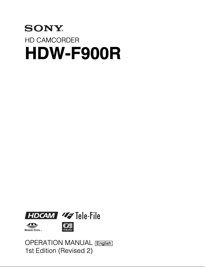 Página nº 1 - Manual de usuario Sony HDW-F900R