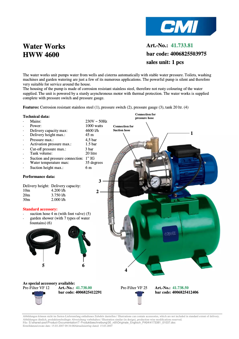 Imagen de la primera página del manual del dispositivo HWW 4600 Niro