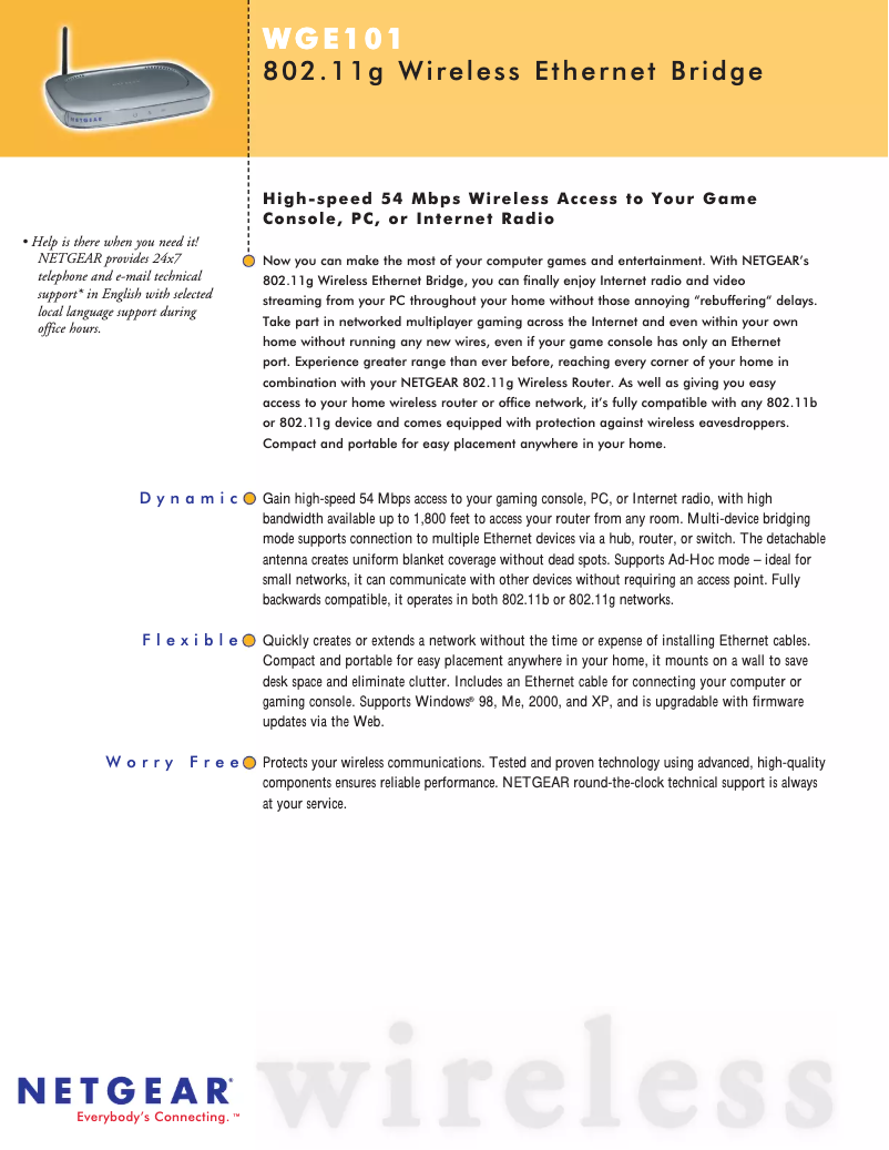 Imagen de la primera página del manual del dispositivo WGE101