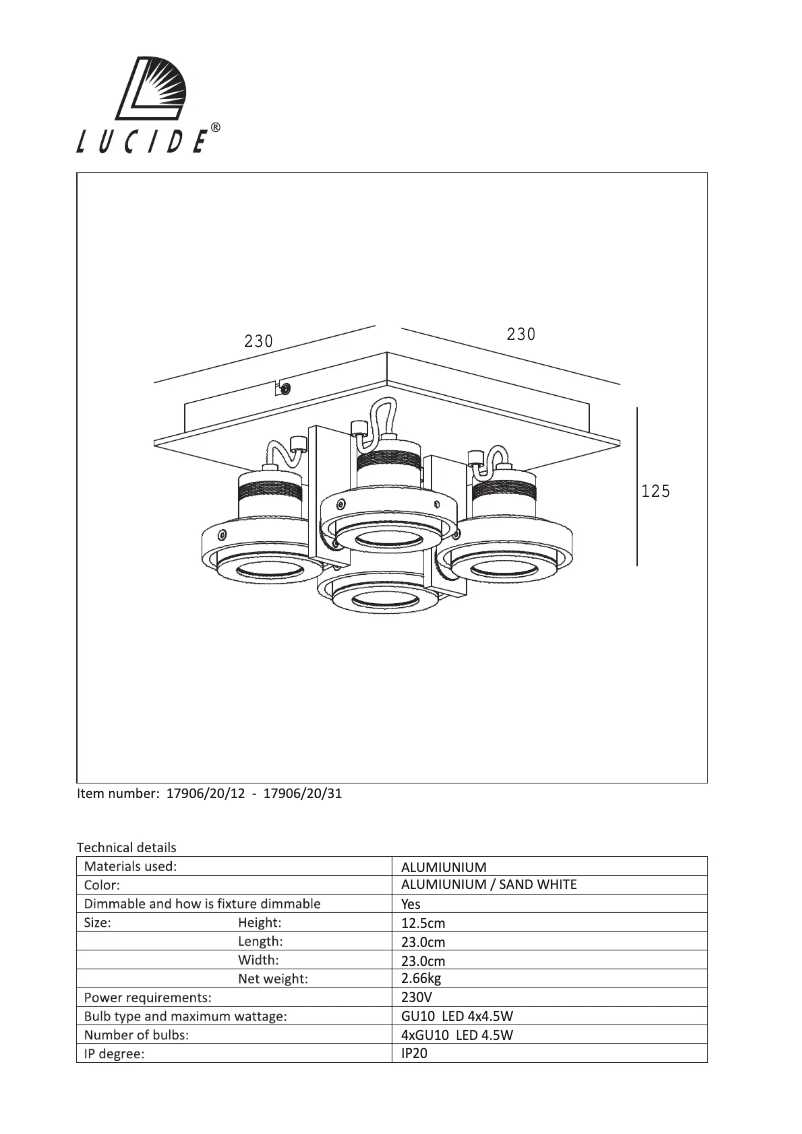 Imagen de la primera página del manual del dispositivo Landa 17906/20/12
