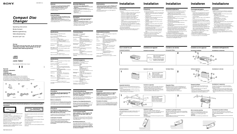 Imagen de la primera página del manual del dispositivo CDX-T6NV