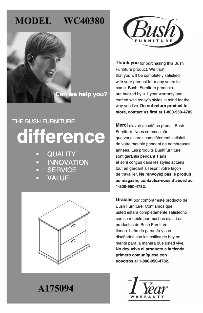 Página 1 del manual Guía de instalación Bush Yorktown WC40380-03