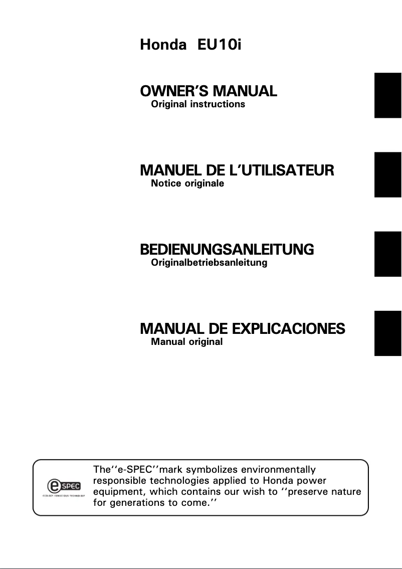Página nº 1 - Manual de usuario Honda EU10i