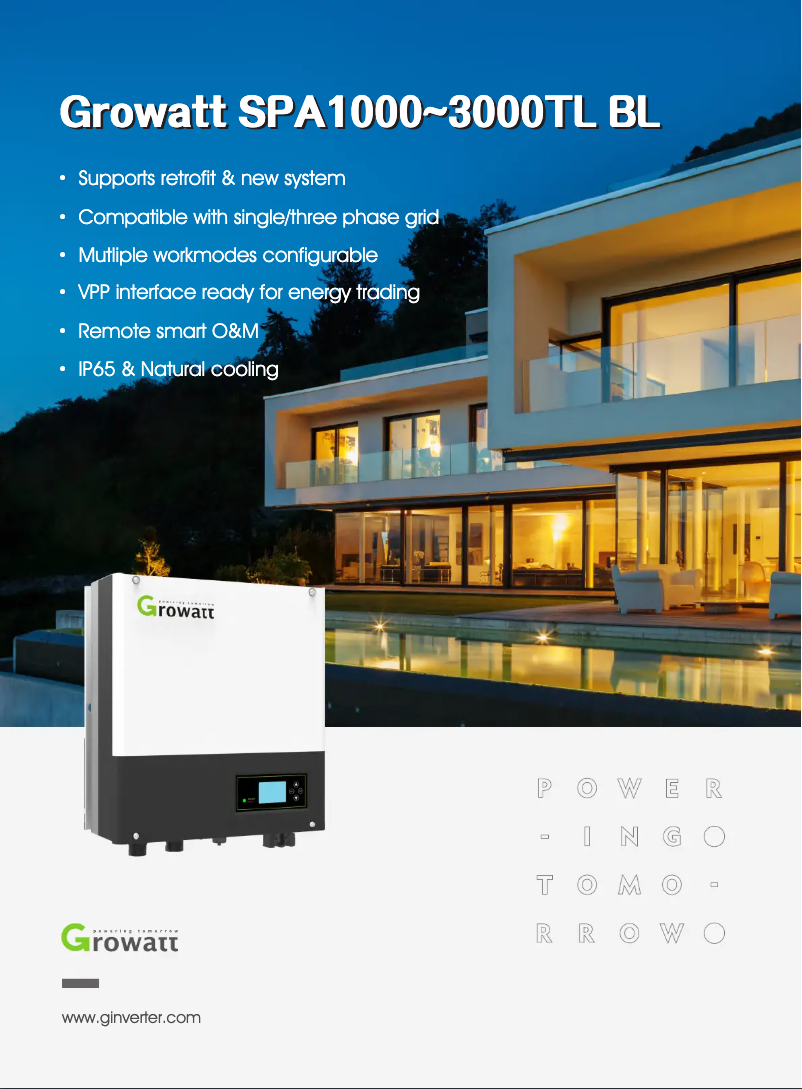 Página 1 del manual Ficha técnica Growatt SPA3000TL BL