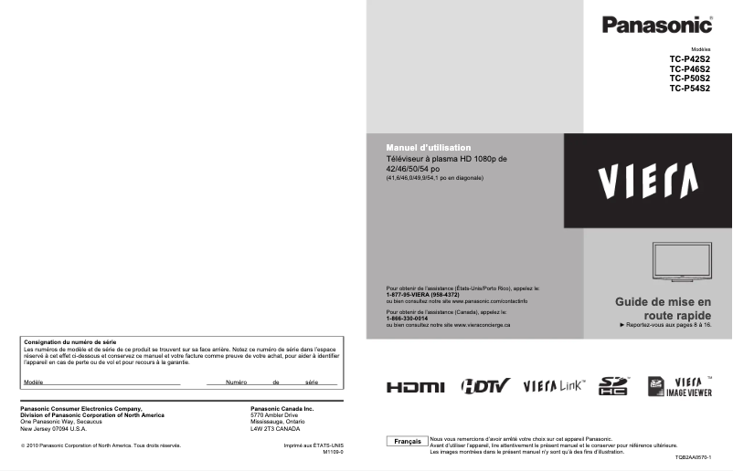 Imagen de la primera página del manual del dispositivo Viera TC-P42S2