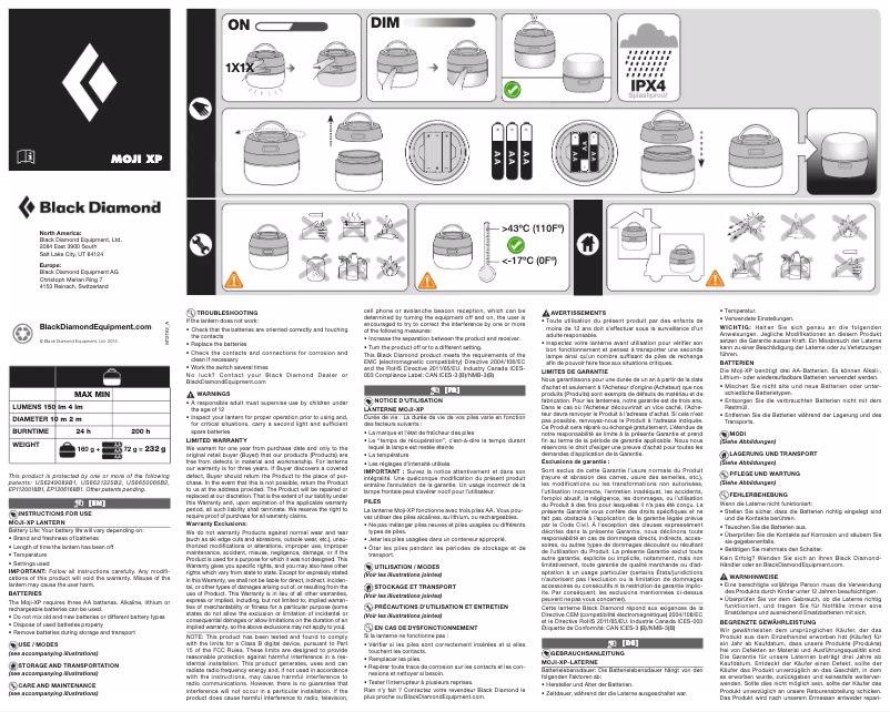 Página 1 del manual Manual de usuario Black Diamond Moji XP