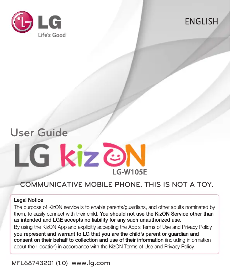 Imagen de la primera página del manual del dispositivo KizOn