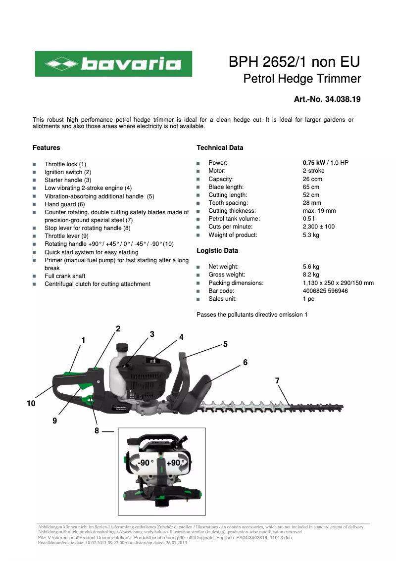 Imagen de la primera página del manual del dispositivo BPH 2652/1