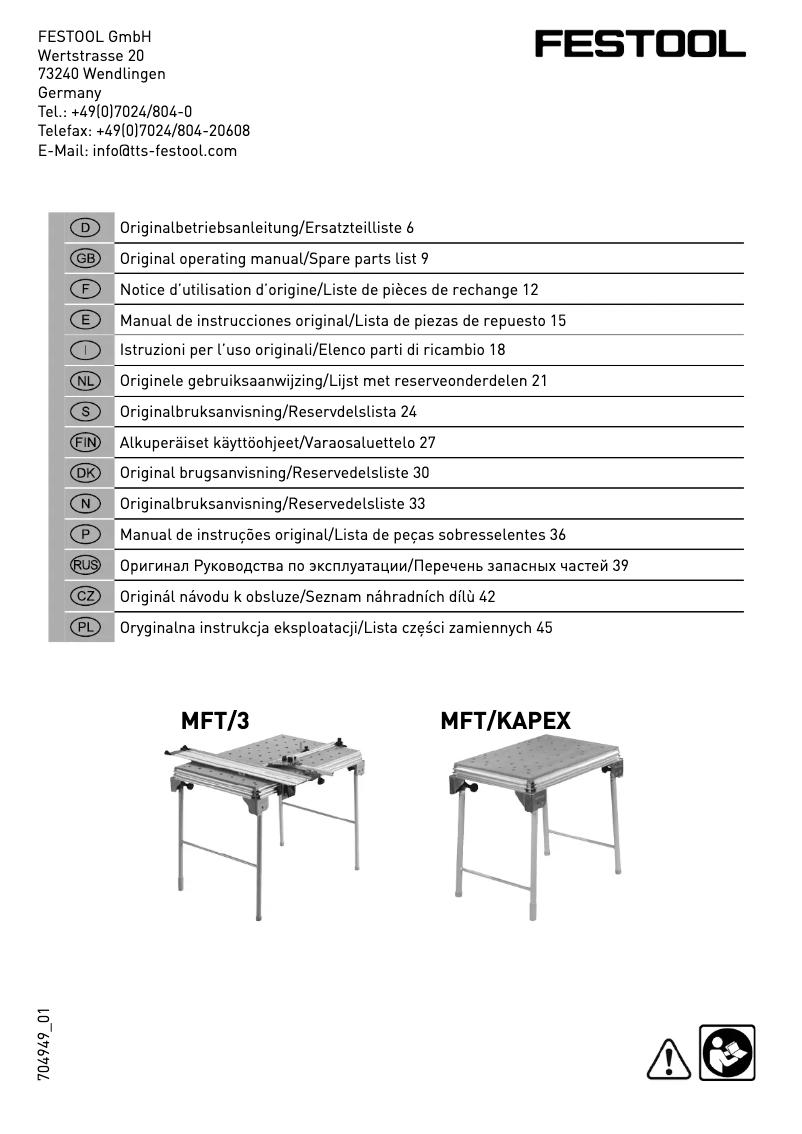 Imagen de la primera página del manual del dispositivo MFT/3 Conturo