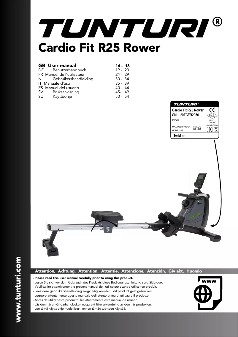 Imagen de la primera página del manual del dispositivo Cardio Fit R25