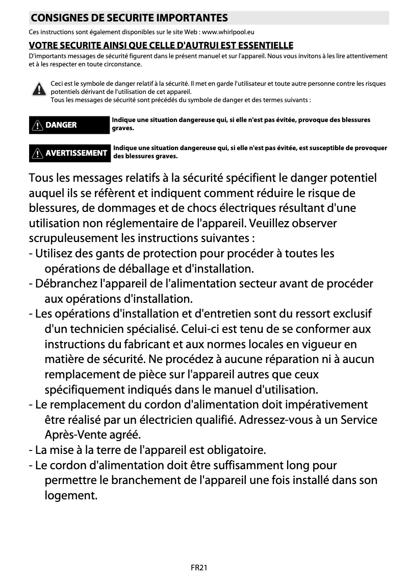 Página 1 del manual Manual de usuario Whirlpool AKZ 478/IX/01