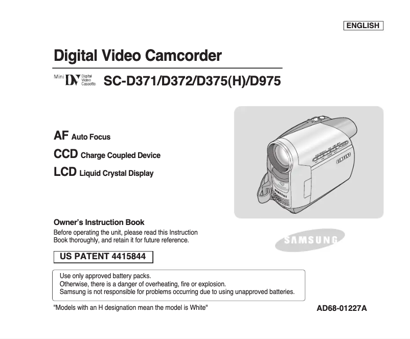 Imagen de la primera página del manual del dispositivo SC-D371