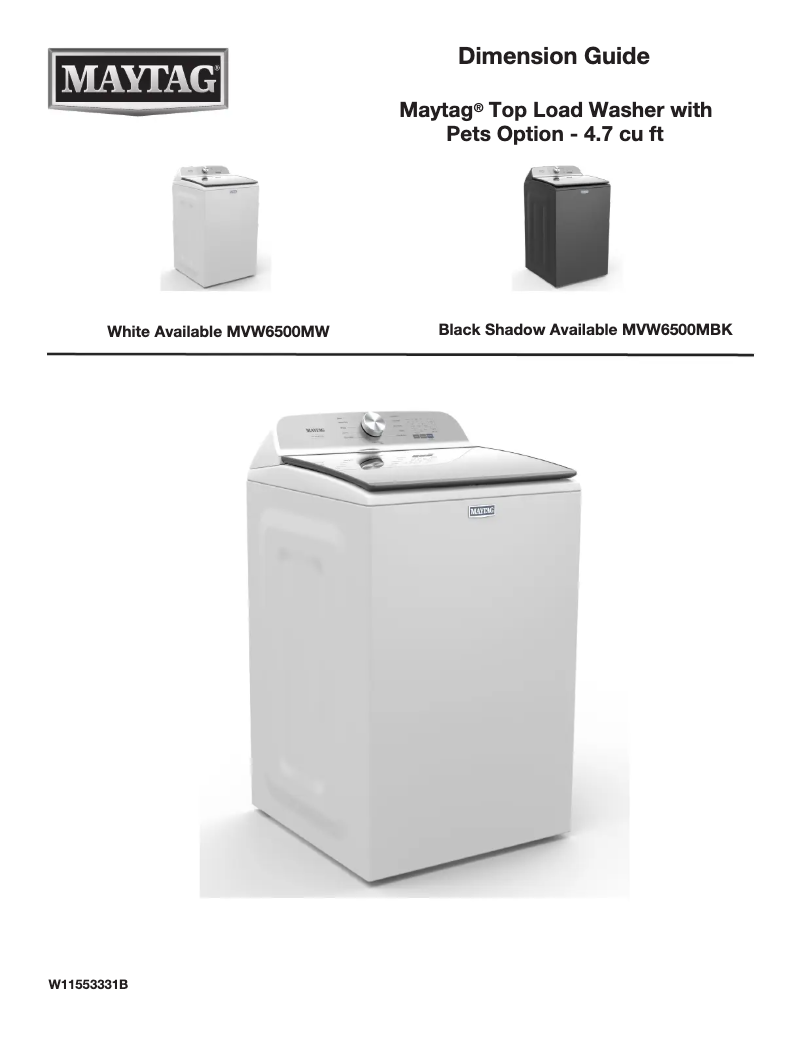 Página 1 del manual Ficha técnica Maytag MVW6500MBK