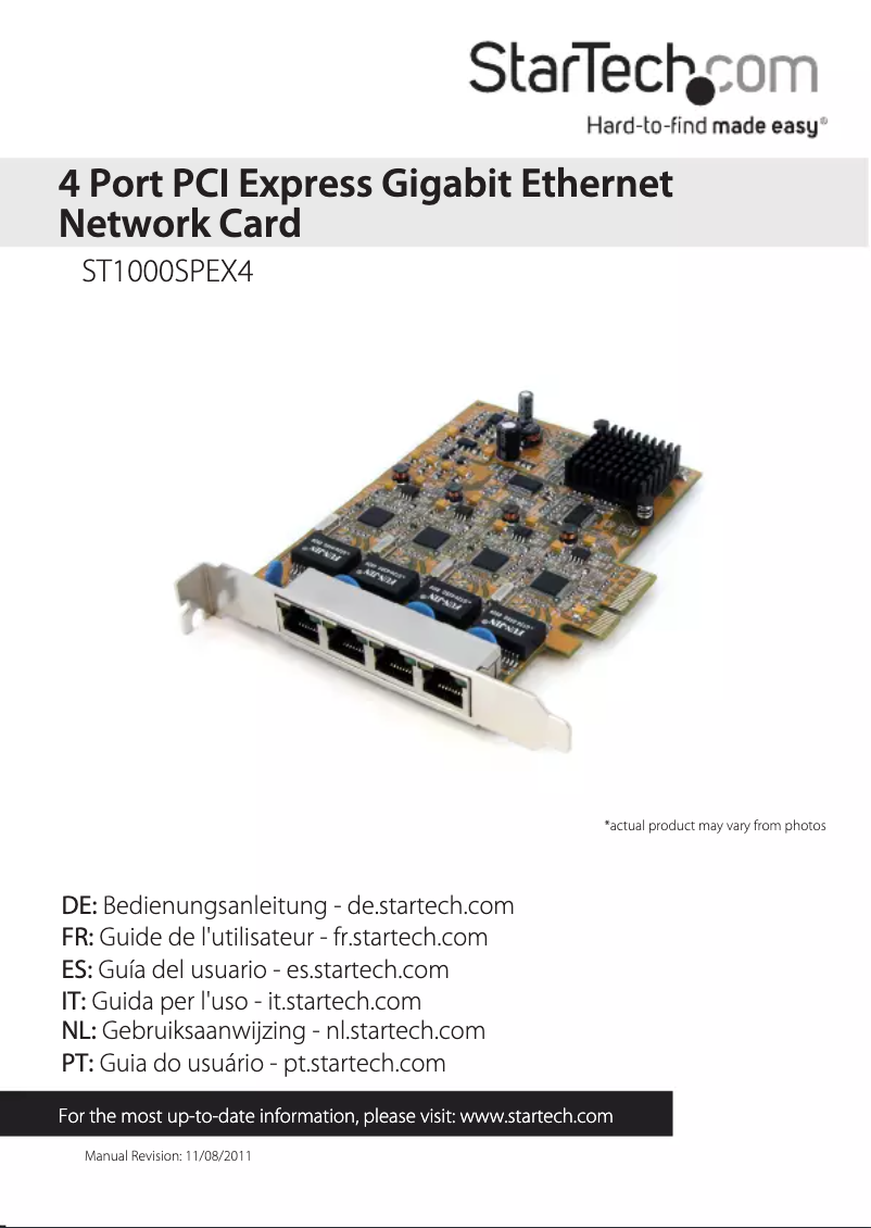 Página nº 1 - Manual de usuario StarTech.com NIC PCI Express Gigabit Card