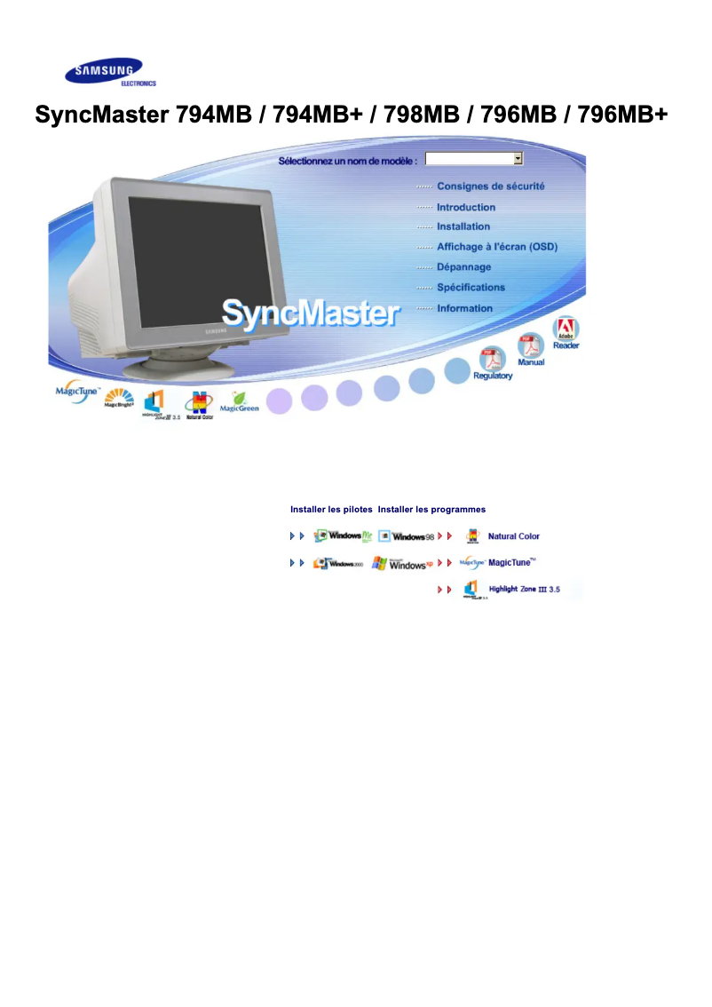 Imagen de la primera página del manual del dispositivo SyncMaster 794MB
