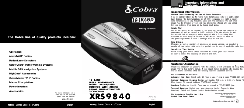 Imagen de la primera página del manual del dispositivo XRS 9840