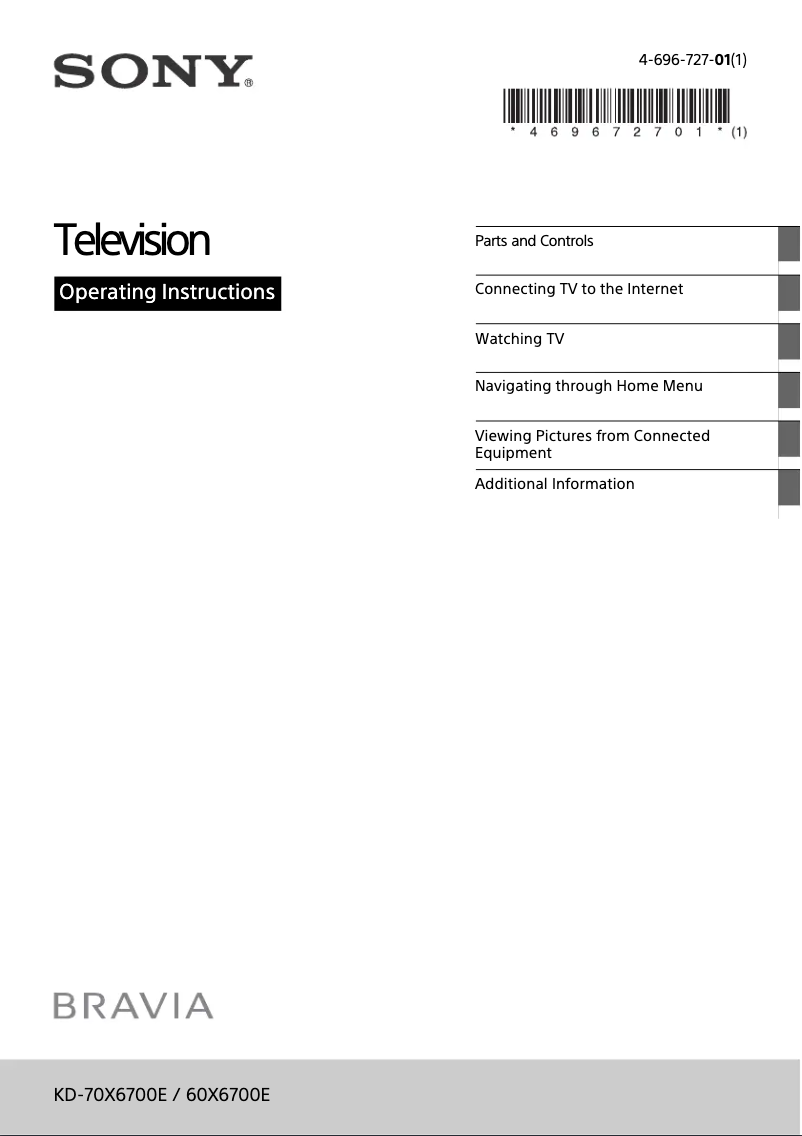 Página 1 del manual Manual de usuario Sony Bravia KD-60X6700E