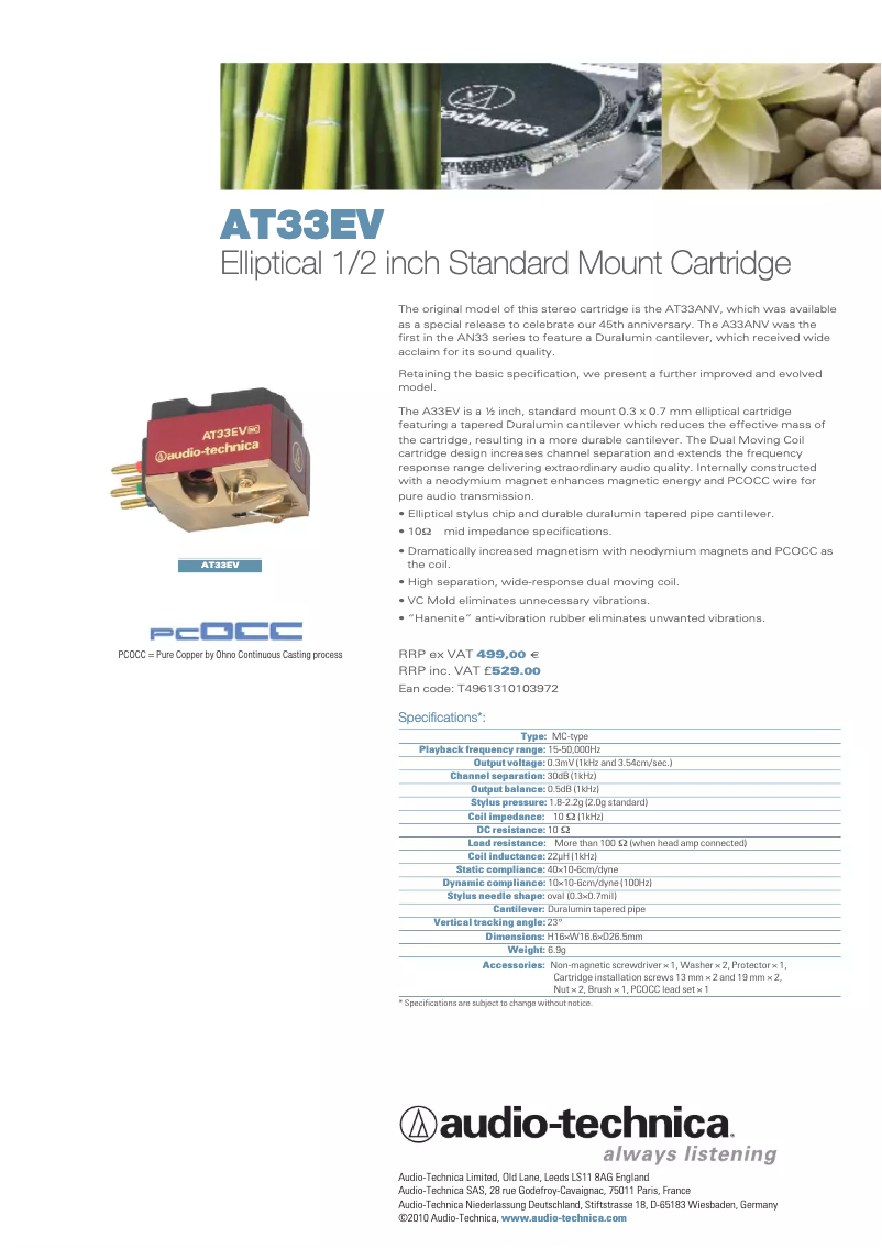 Imagen de la primera página del manual del dispositivo AT33EV