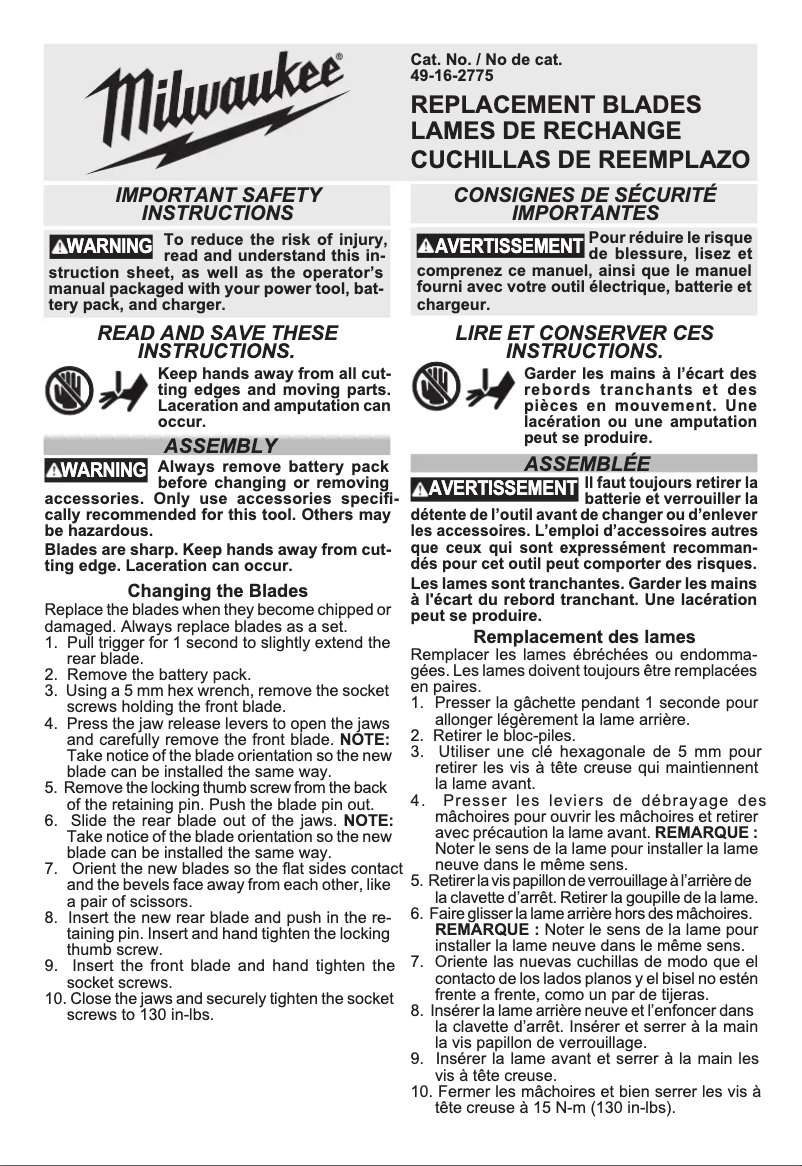 Página 1 del manual Manual de usuario Milwaukee 49-16-2775