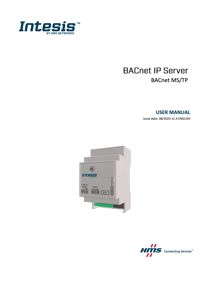 Página 1 del manual Manual de usuario Intesis BACnet MS/TP