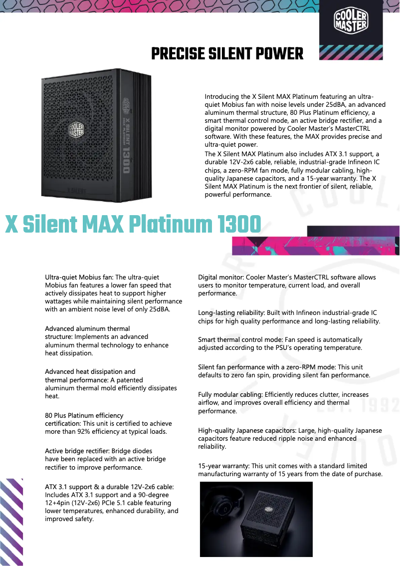 Página 1 del manual Ficha técnica Cooler Master X Silent MAX Platinum 1300