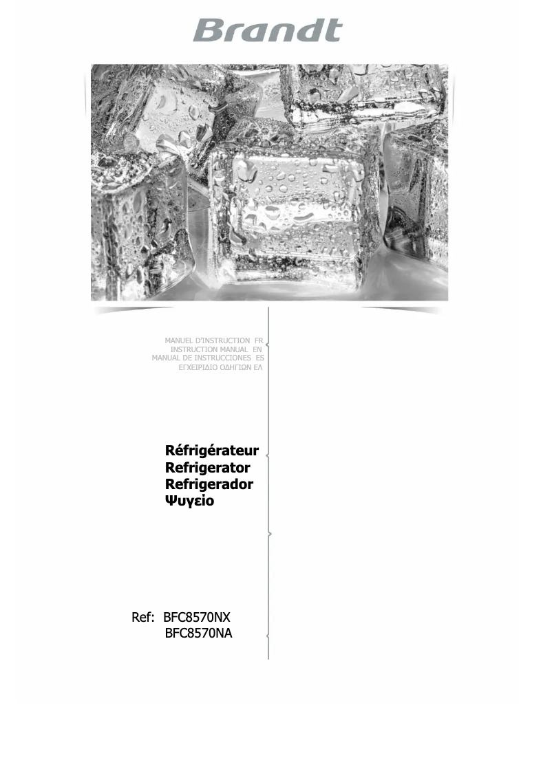 Imagen de la primera página del manual del dispositivo BFC8570NX