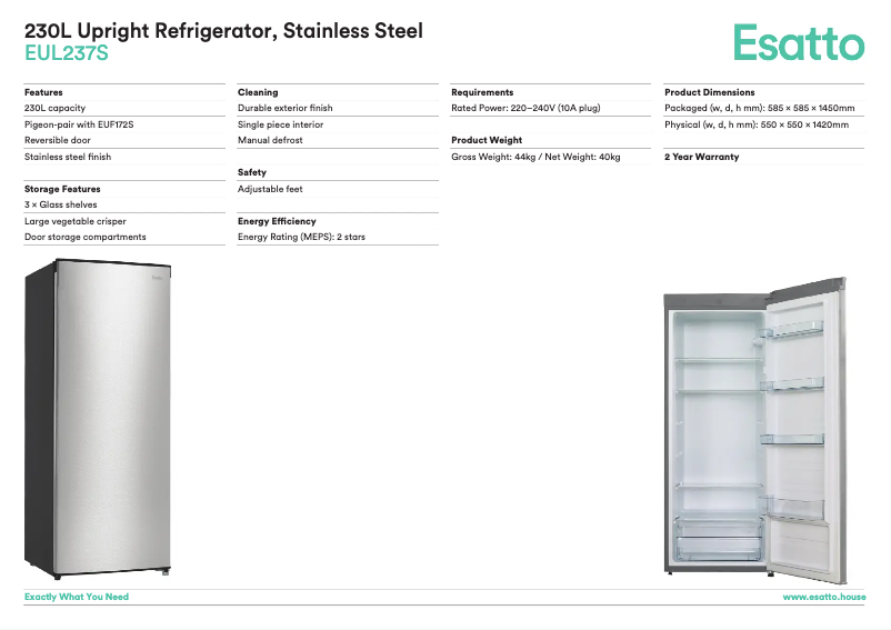 Imagen de la primera página del manual del dispositivo EUL237S