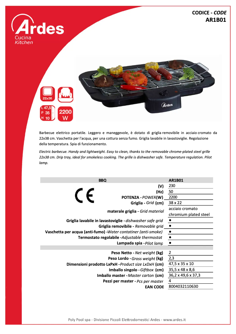 Imagen de la primera página del manual del dispositivo AR1B01