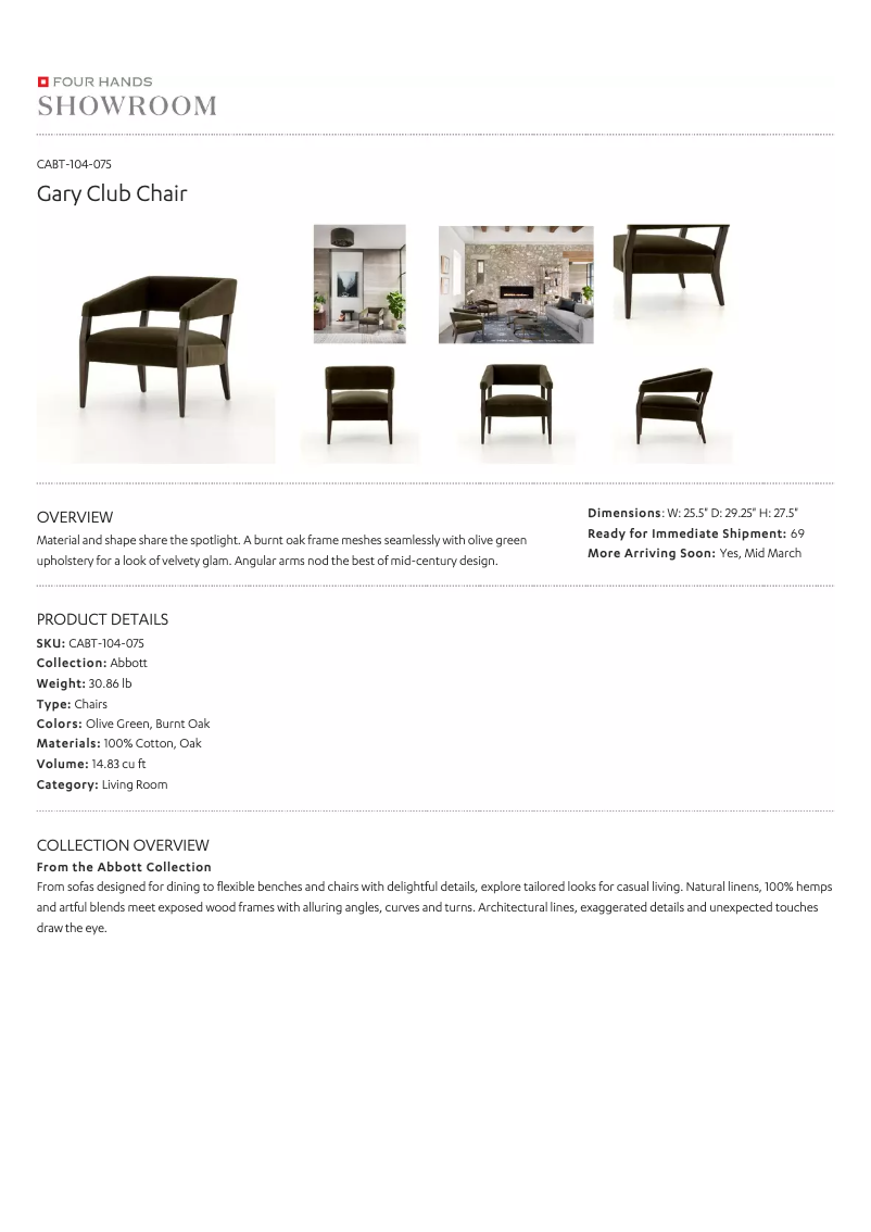 Página 1 del manual Manual de usuario Four Hands CABT-104-075