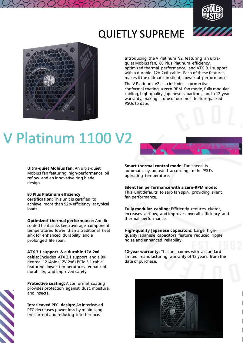 Página 1 del manual Ficha técnica Cooler Master V Platinum 1100 V2