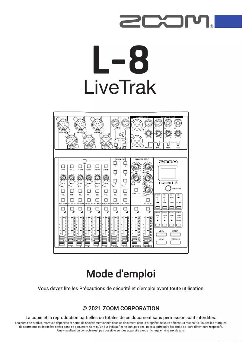 Imagen de la primera página del manual del dispositivo LiveTrak L-8