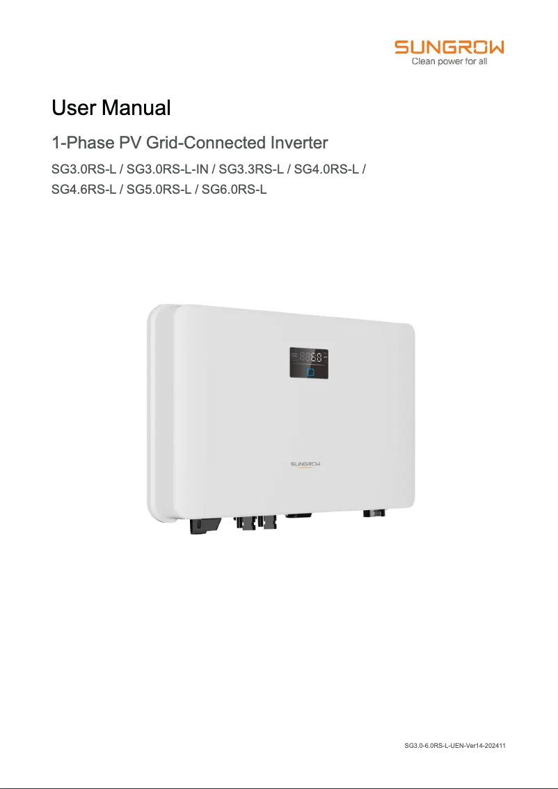 Imagen de la primera página del manual del dispositivo SG6.0RS-L