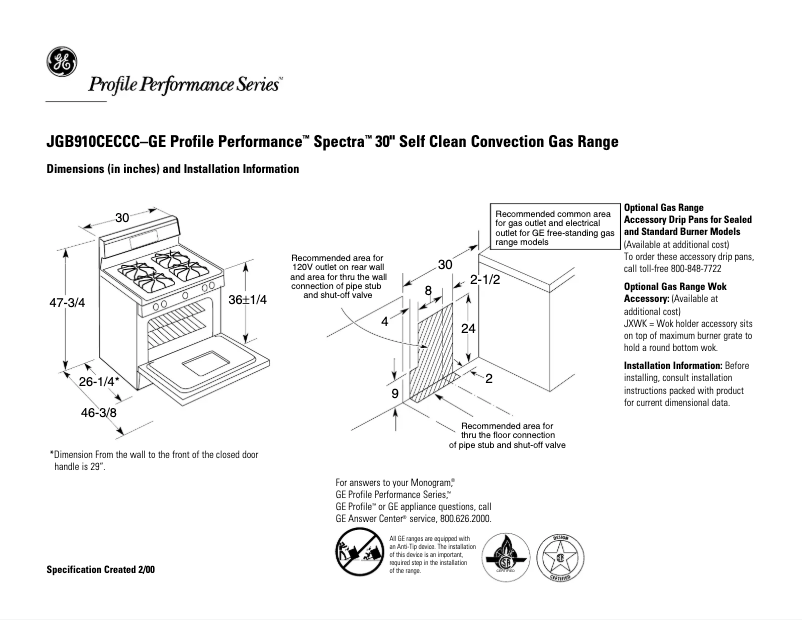 Imagen de la primera página del manual del dispositivo Profile Spectra JGB910CECCC