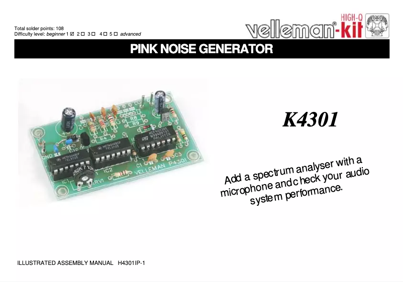 Página 1 del manual Instrucciones / montaje Velleman K4301