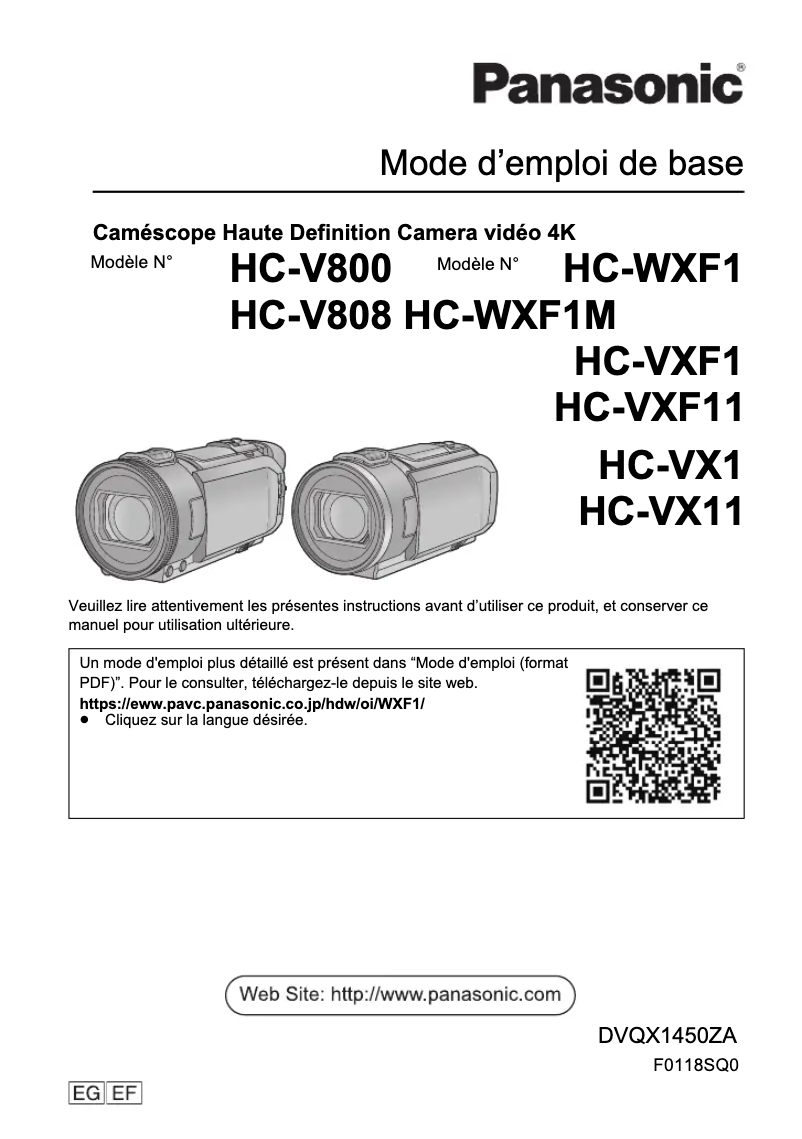 Imagen de la primera página del manual del dispositivo HC-WXF1M