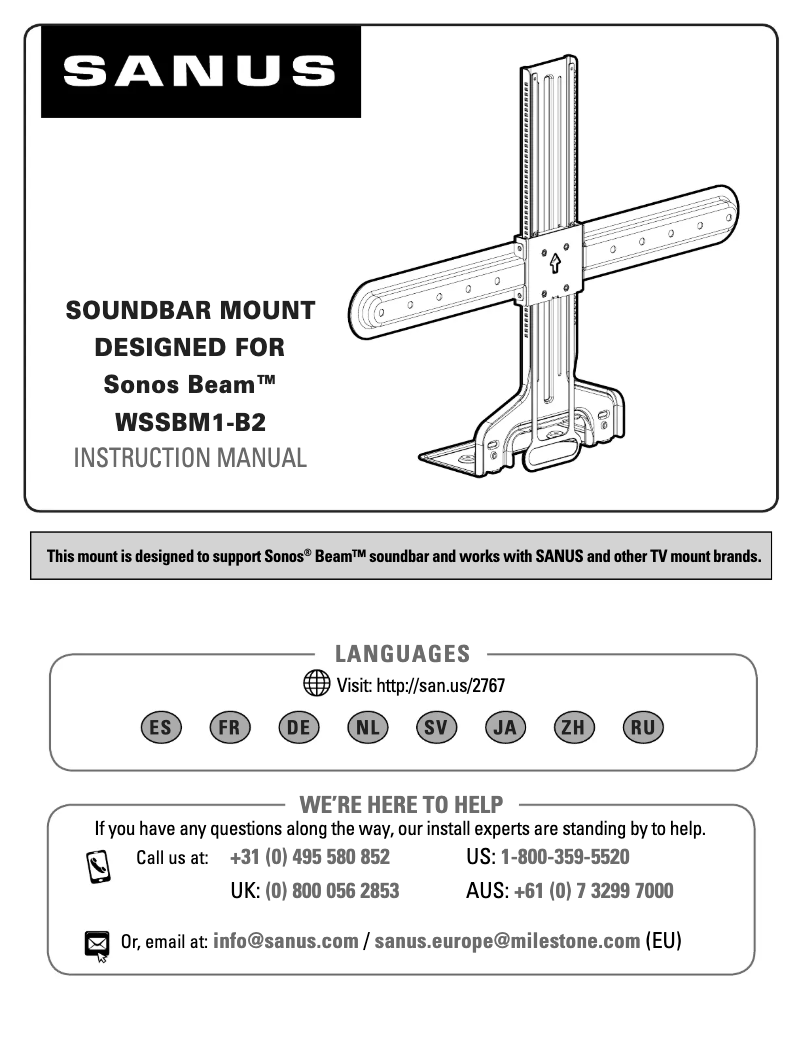 Página 1 del manual Guía de instalación Sanus WSSBM1-B2