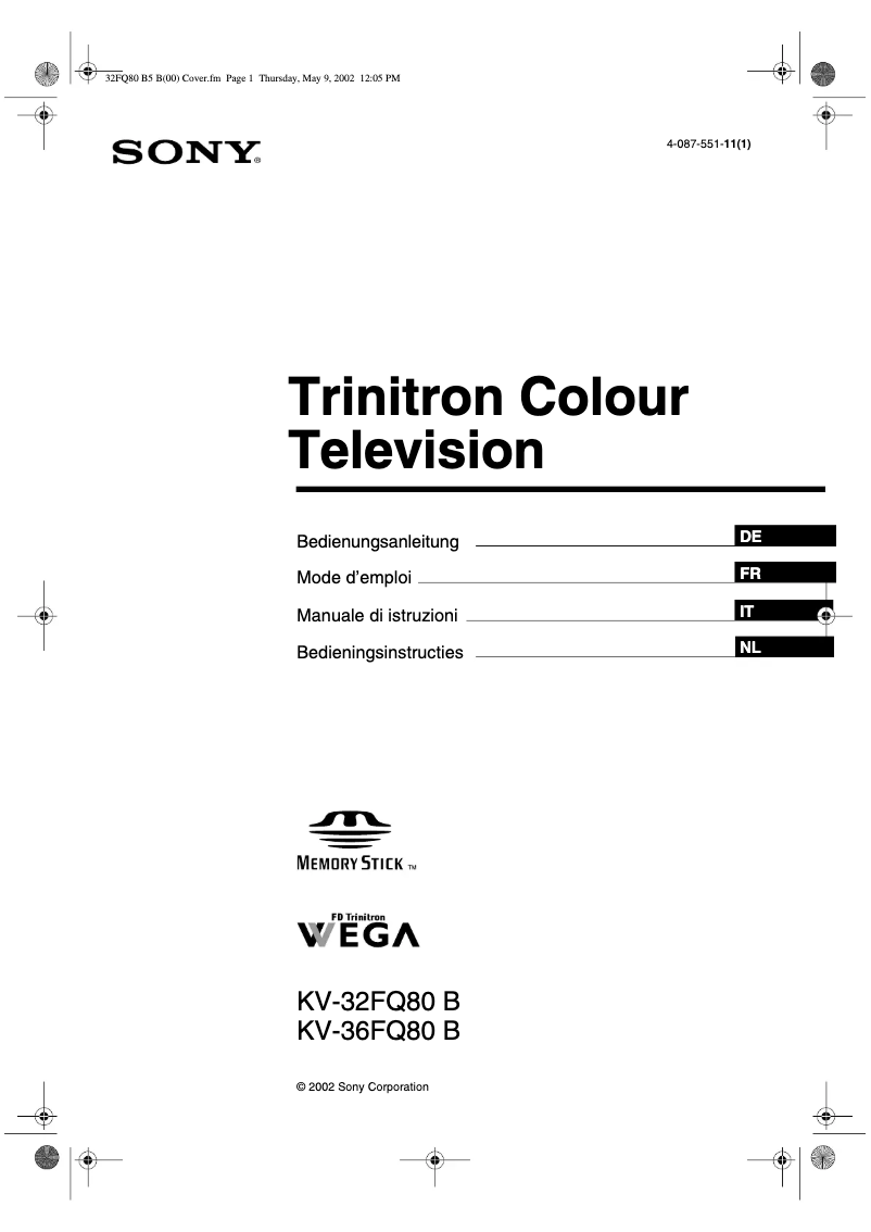 Imagen de la primera página del manual del dispositivo KV-32FQ80B