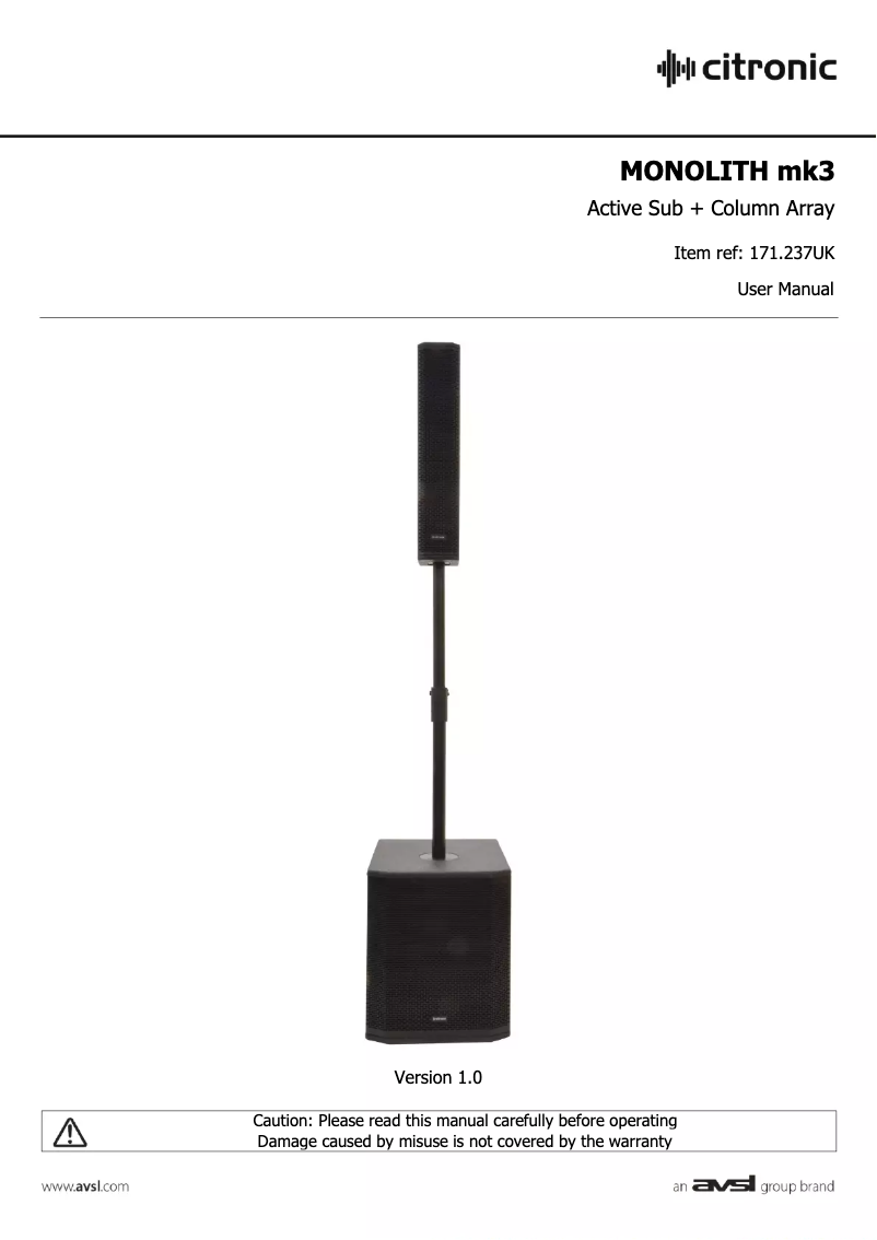 Imagen de la primera página del manual del dispositivo Monolith mk3