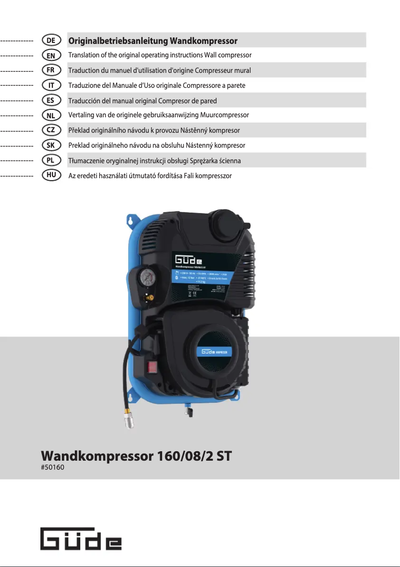 Página 1 del manual Manual de usuario Güde Wandkompressor 160/08/2 ST