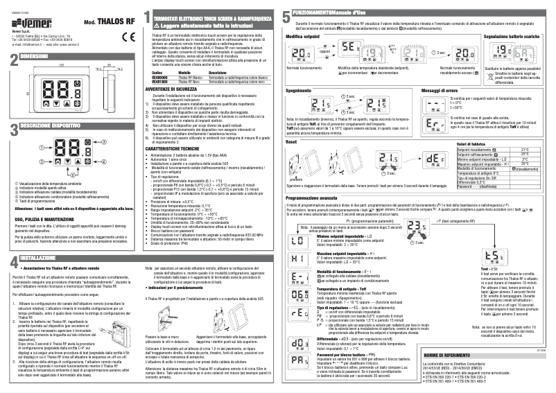 Página 1 del manual Manual de usuario Vemer Thalos RF