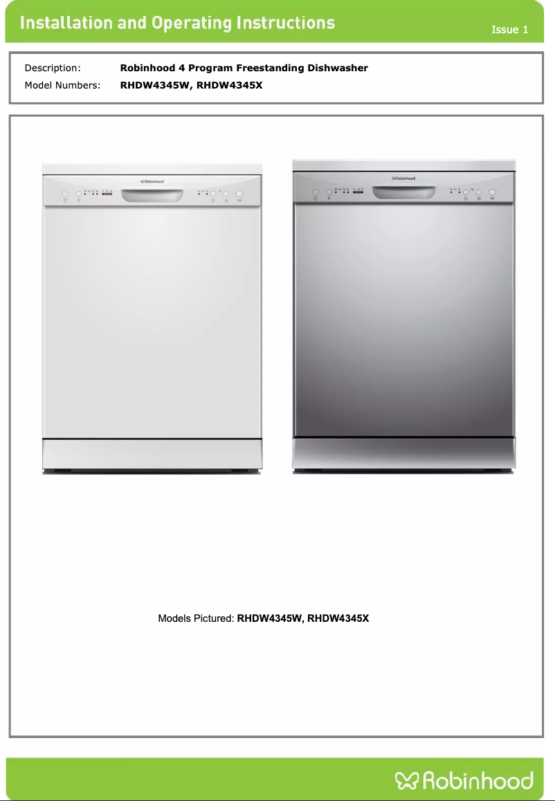 Imagen de la primera página del manual del dispositivo RHDW4345X