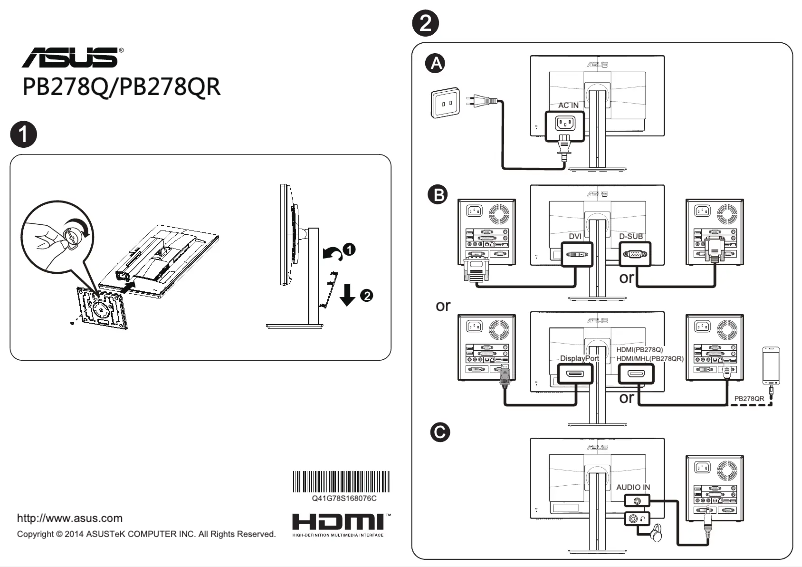 Página 1 del manual Manual de usuario Asus PB278Q