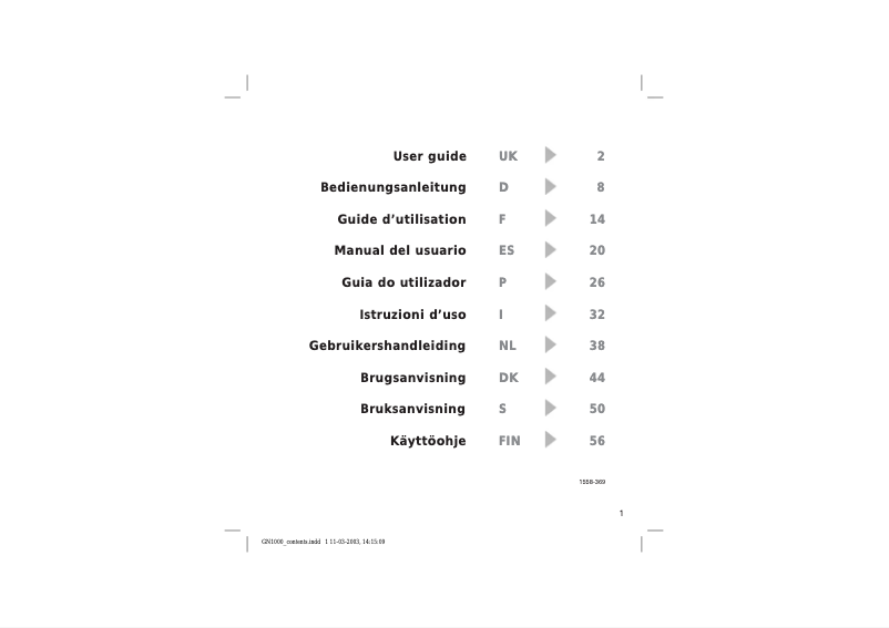 Imagen de la primera página del manual del dispositivo GN1000