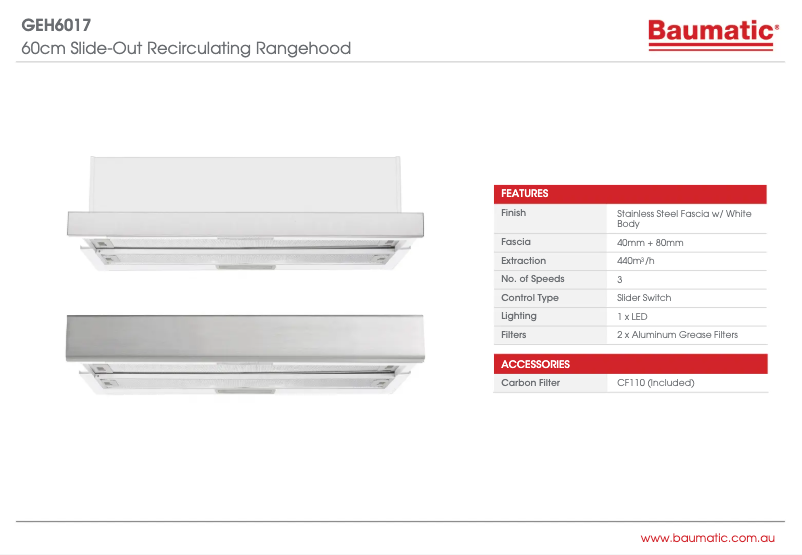 Página 1 del manual Ficha técnica Baumatic GEH6017