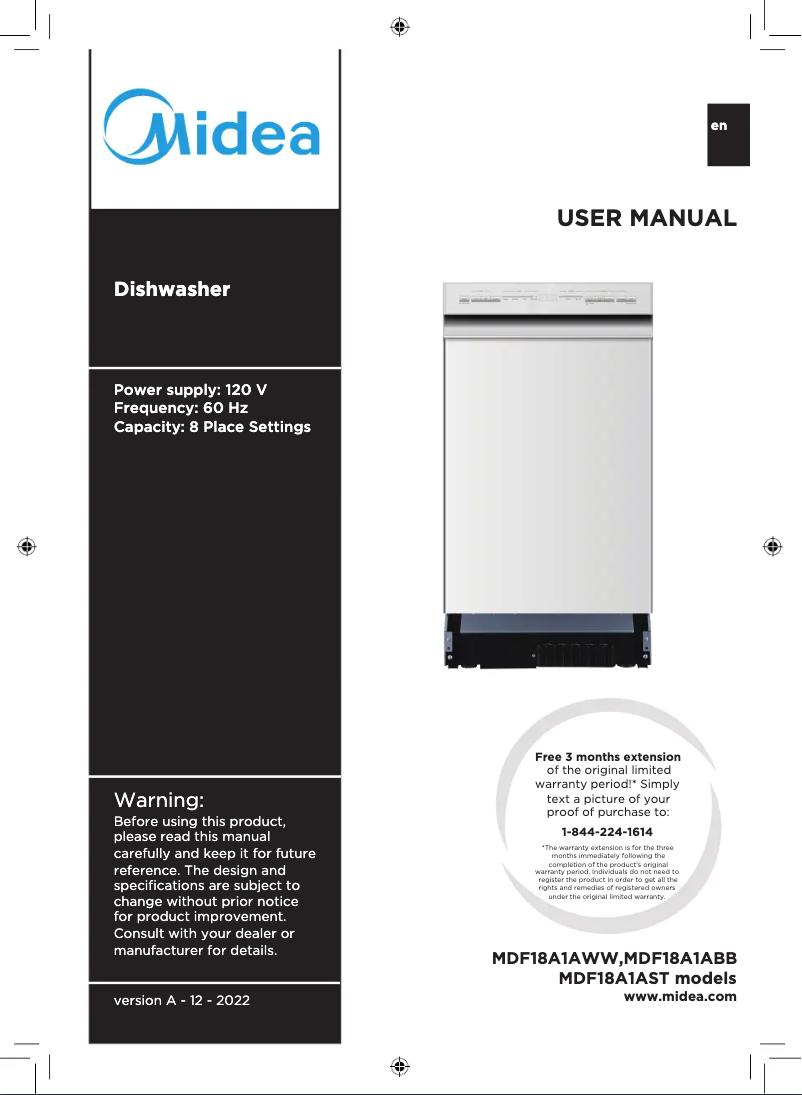 Imagen de la primera página del manual del dispositivo MDF18A1AST