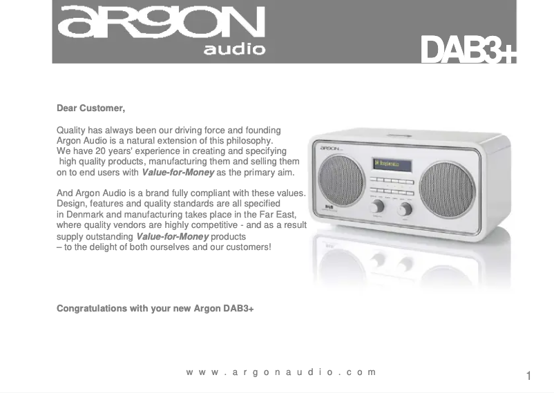 Imagen de la primera página del manual del dispositivo DAB3+ BT