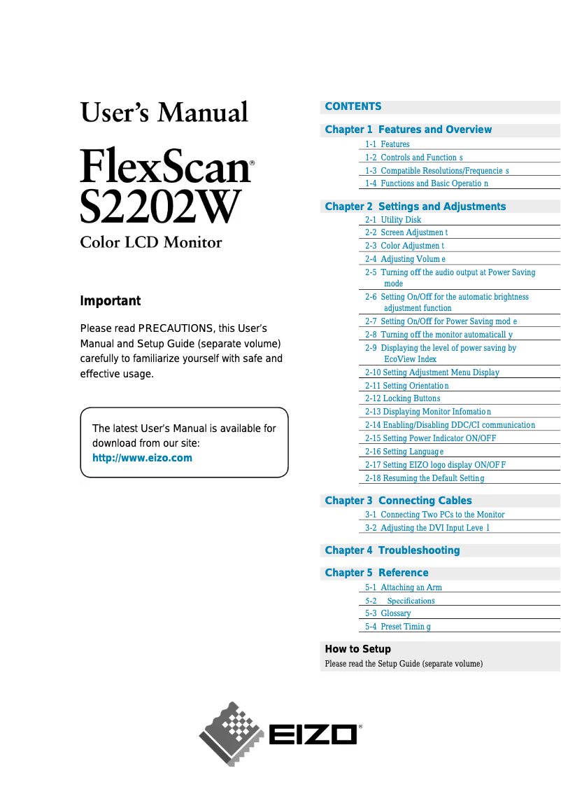 Página 1 del manual Manual de usuario Eizo S2202WHA-GY