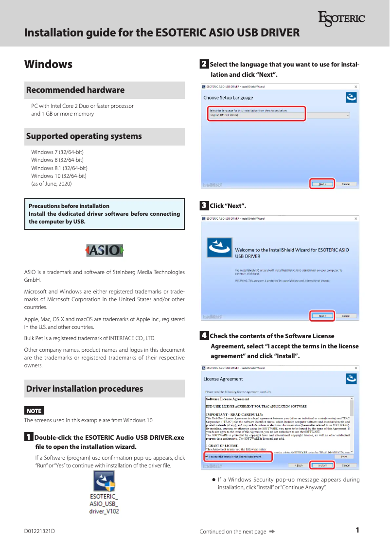 Página 1 del manual Guía de instalación Esoteric N-05