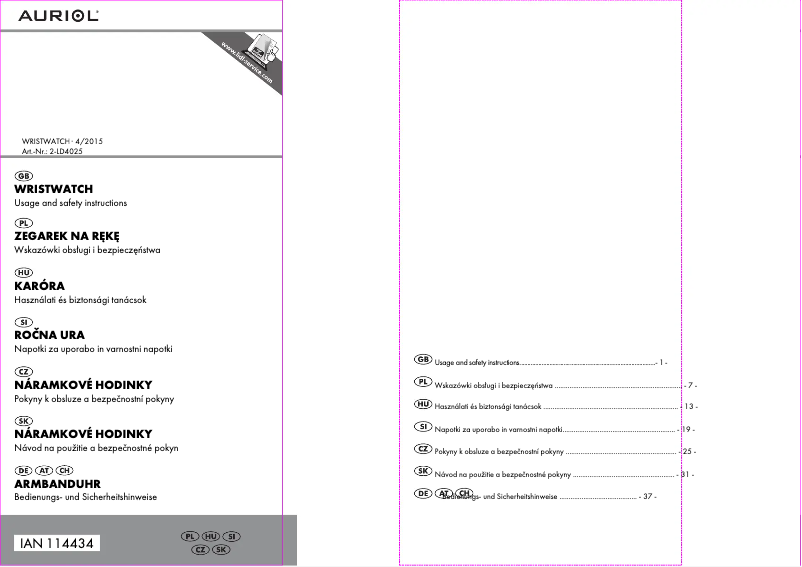 Imagen de la primera página del manual del dispositivo IAN 114434